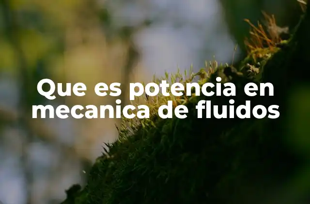 Que es Potencia en Mecanica de Fluidos