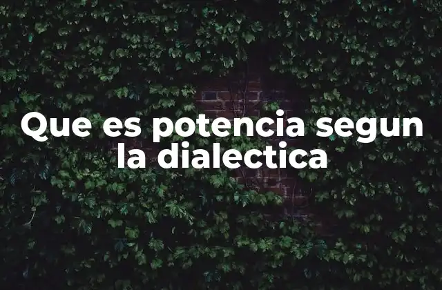 Que es Potencia Segun la Dialectica