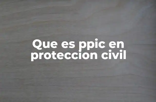 Que es Ppic en Proteccion Civil