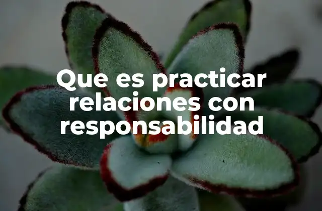 Que es Practicar Relaciones con Responsabilidad
