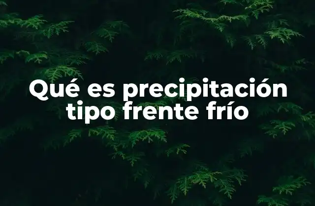 Qué es Precipitación Tipo Frente Frío