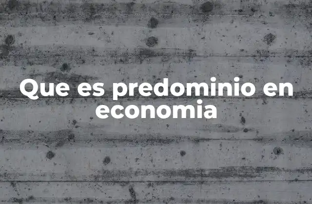 Que es Predominio en Economia