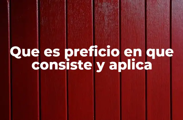 Que es Preficio en que Consiste y Aplica