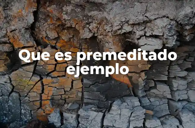 Que es Premeditado Ejemplo