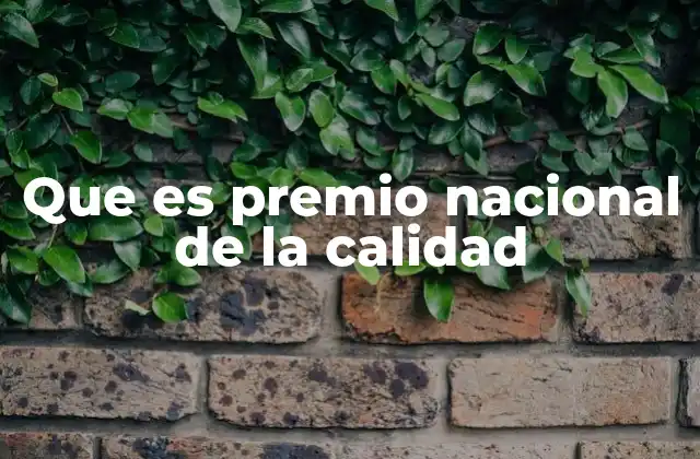 Que es Premio Nacional de la Calidad