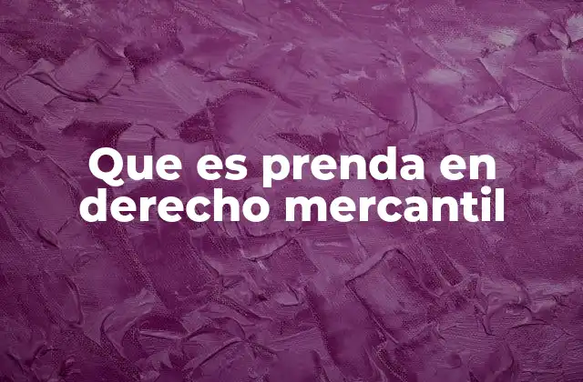 Que es Prenda en Derecho Mercantil