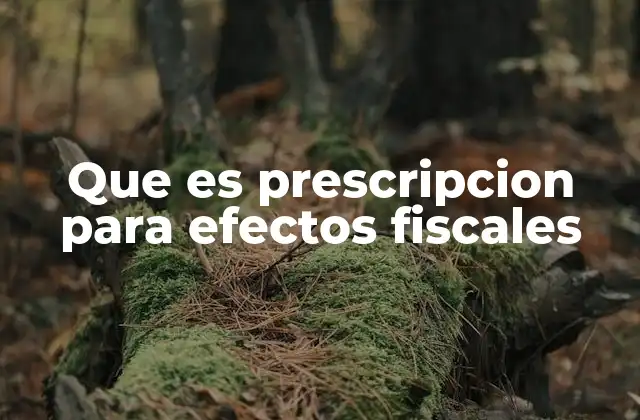 Que es Prescripcion para Efectos Fiscales