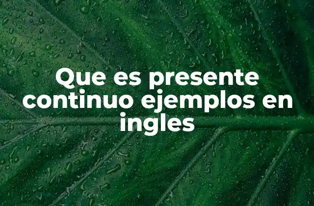 Que es Presente Continuo Ejemplos en Ingles