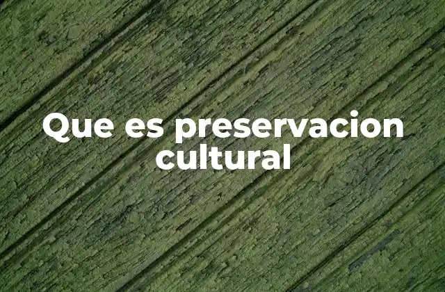 Que es Preservacion Cultural