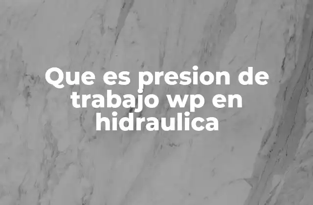 Que es Presion de Trabajo Wp en Hidraulica