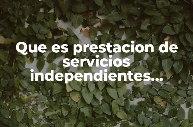 Que es Prestacion de Servicios Independientes Concepto