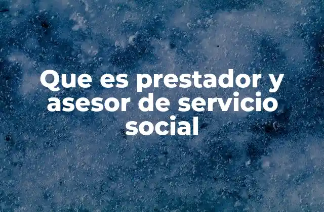 Que es Prestador y Asesor de Servicio Social