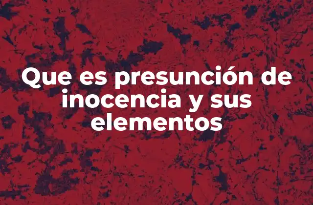 Que es Presunción de Inocencia y Sus Elementos