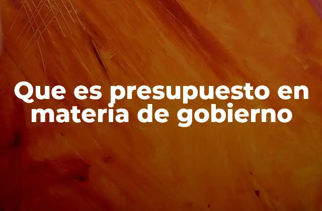 Que es Presupuesto en Materia de Gobierno
