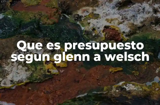 Que es Presupuesto Segun Glenn a Welsch 2 La noción de presupuesto en el contexto epistemológico