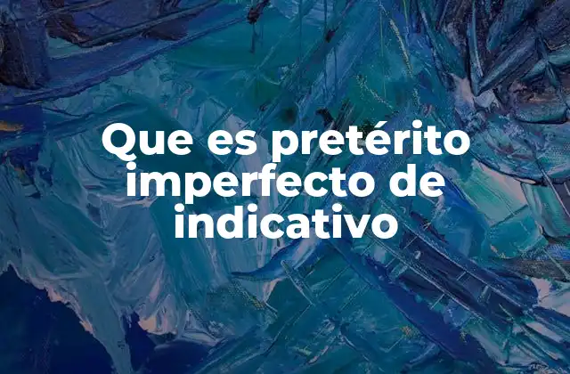 Que es Pretérito Imperfecto de Indicativo