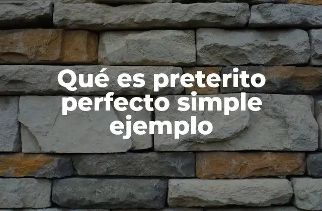 Qué es Preterito Perfecto Simple Ejemplo