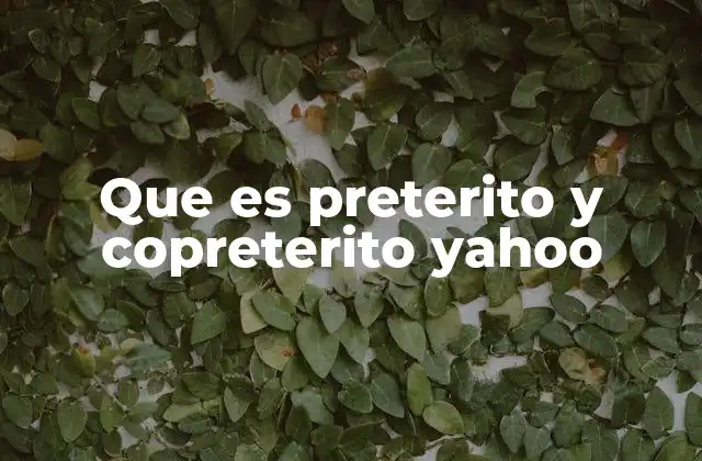 Que es Preterito y Copreterito Yahoo