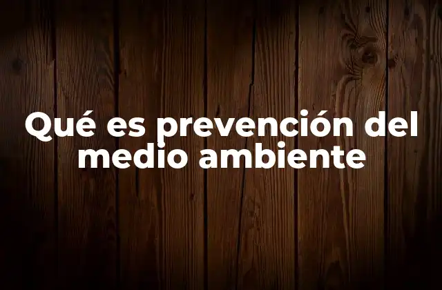 Qué es Prevención Del Medio Ambiente