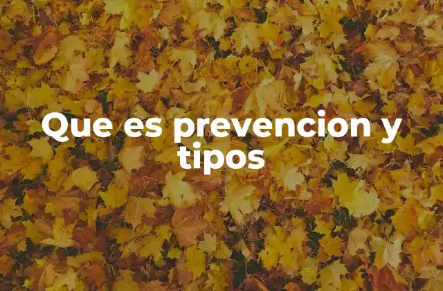 Que es Prevencion y Tipos