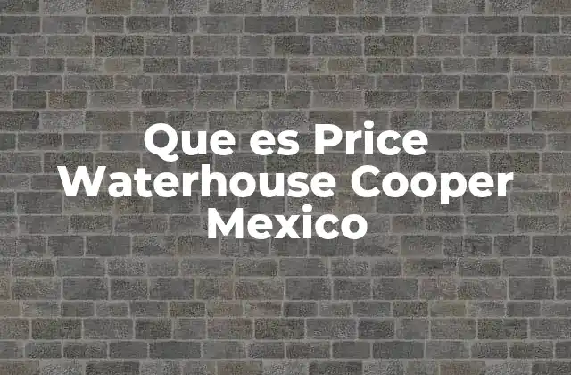 Que es Price Waterhouse Cooper Mexico