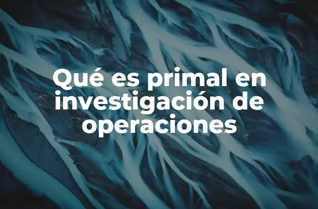 Qué es Primal en Investigación de Operaciones 2 La relación entre primal y dual en la optimización