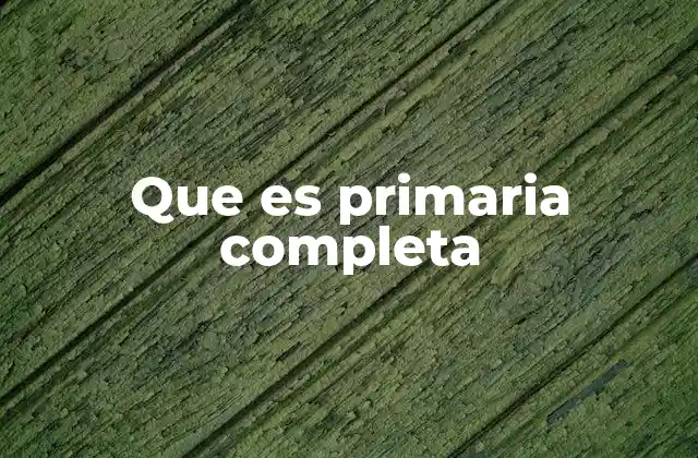 Que es Primaria Completa