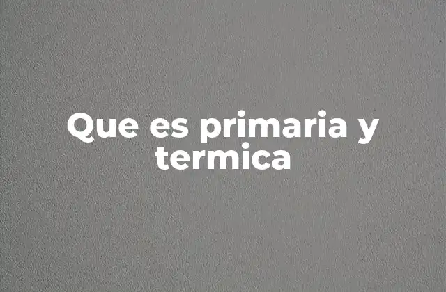 Que es Primaria y Termica