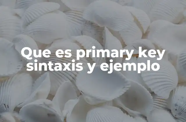 Que es Primary Key Sintaxis y Ejemplo