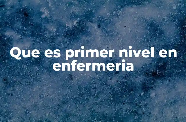 Que es Primer Nivel en Enfermeria