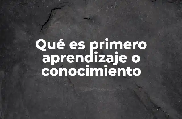 Qué es Primero Aprendizaje o Conocimiento