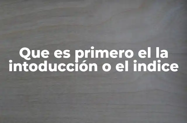 Que es Primero el la Intoducción o el Indice