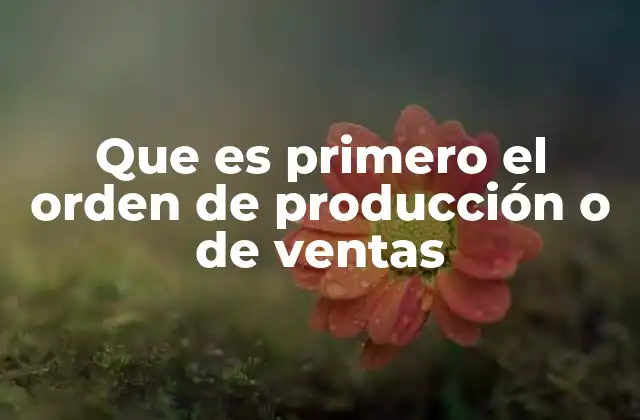 Que es Primero el Orden de Producción o de Ventas