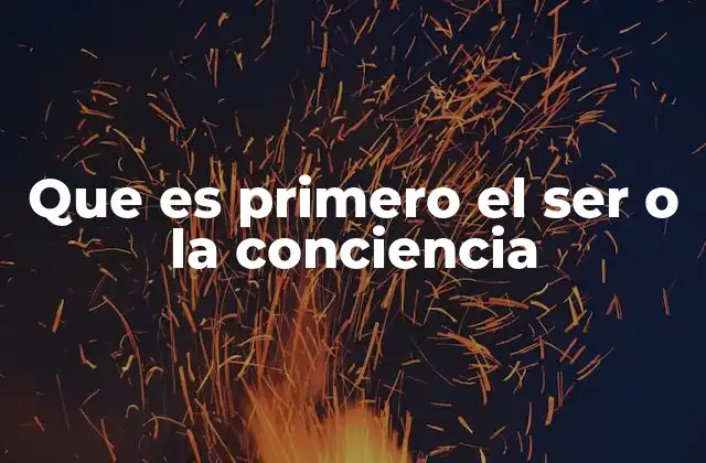 Que es Primero el Ser o la Conciencia