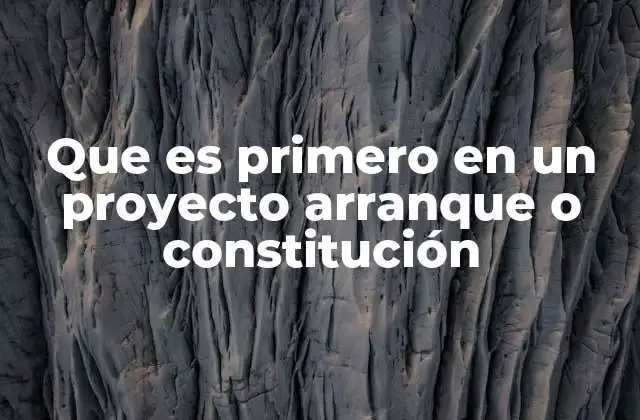 Que es Primero en un Proyecto Arranque o Constitución