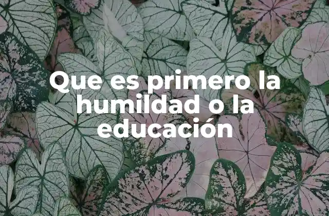 Que es Primero la Humildad o la Educación