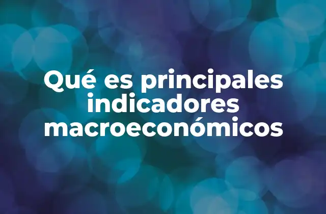 Qué es Principales Indicadores Macroeconómicos