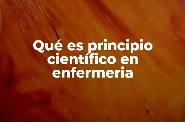 Qué es Principio Científico en Enfermeria