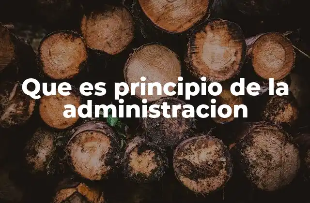 Que es Principio de la Administracion