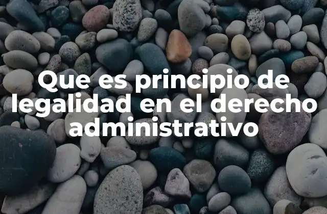 Que es Principio de Legalidad en el Derecho Administrativo
