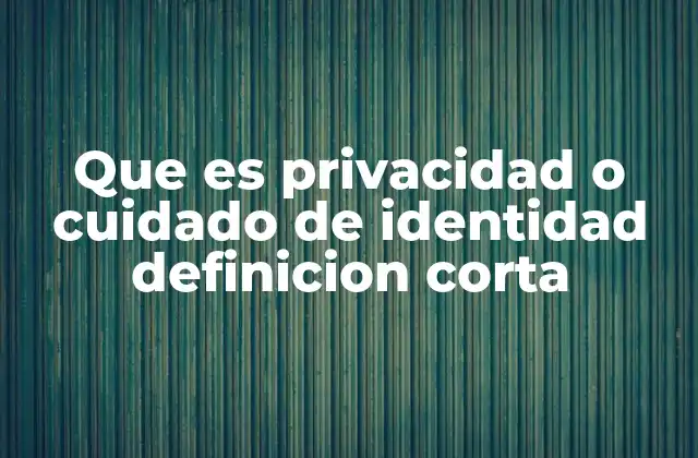 Que es Privacidad o Cuidado de Identidad Definicion Corta