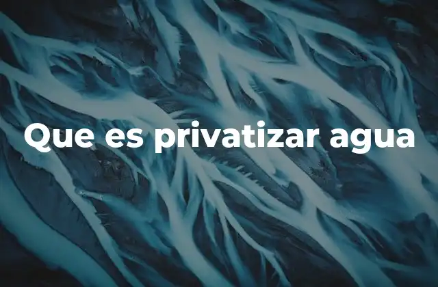 Que es Privatizar Agua
