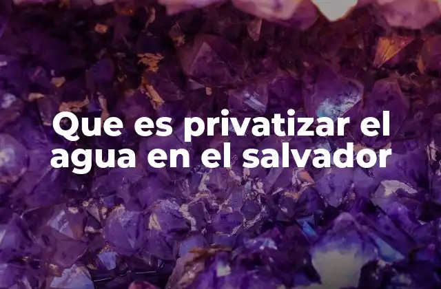 Que es Privatizar el Agua en el Salvador