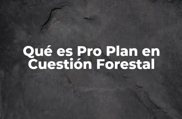 Qué es Pro Plan en Cuestión Forestal