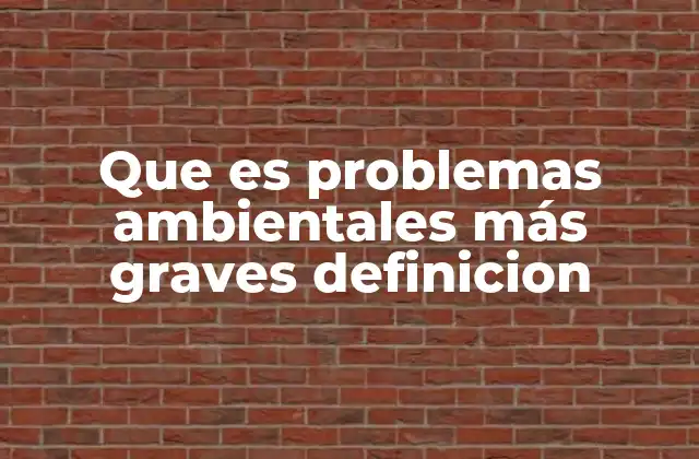 Que es Problemas Ambientales Más Graves Definicion
