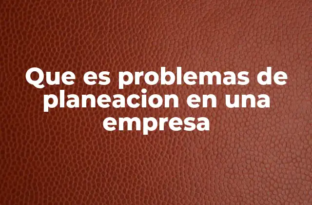 Que es Problemas de Planeacion en una Empresa