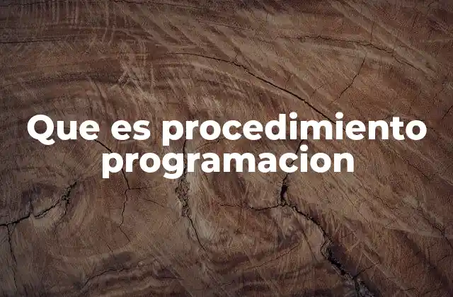 Que es Procedimiento Programacion