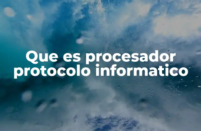 Que es Procesador Protocolo Informatico