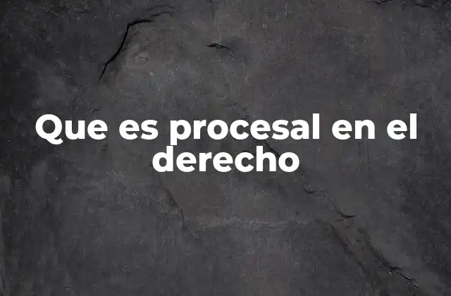 Que es Procesal en el Derecho