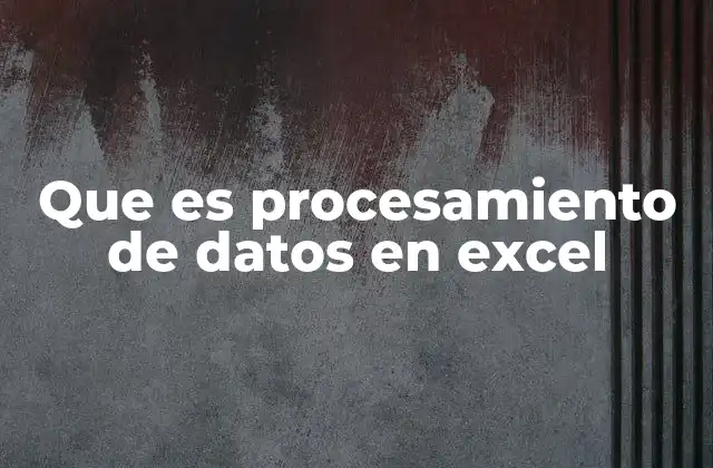 Que es Procesamiento de Datos en Excel
